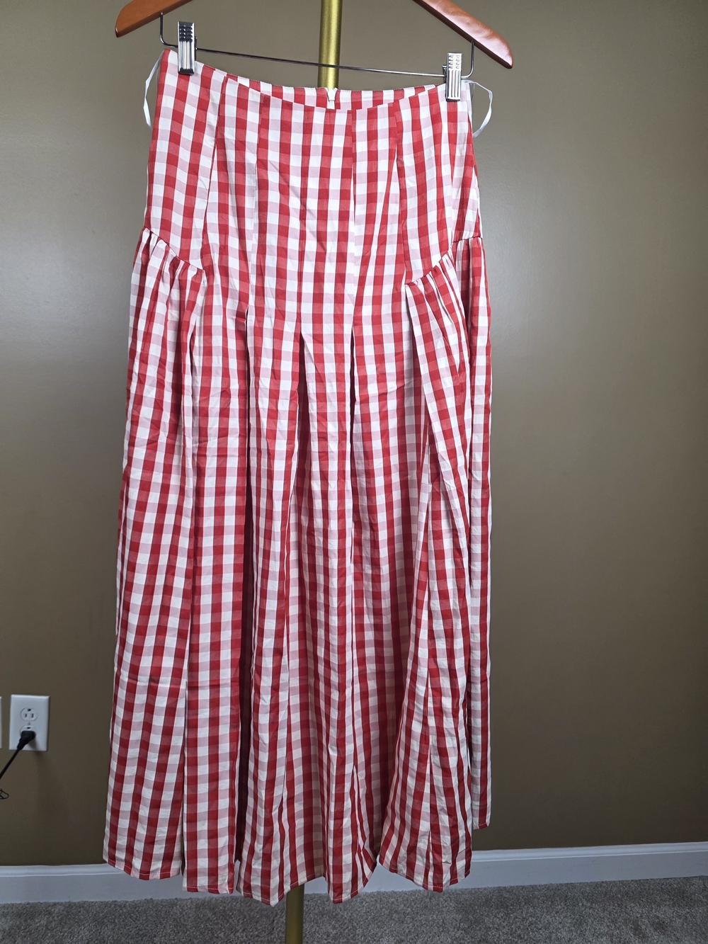 Gingham High-Waisted Pleated Midi Skirt - Picture 4 of 4